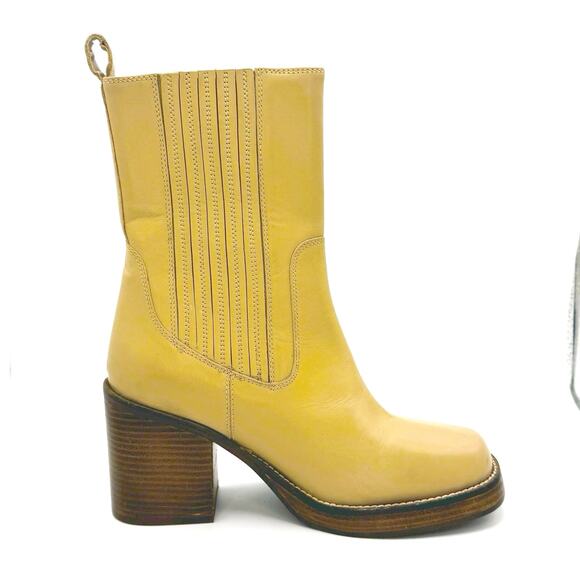 SEYCHELLES WESTERN BLOCK HEEL SWEET NEUTRAL BEIGE ESCAPE LEATHER BOOT  size 7 - Picture 2 of 11